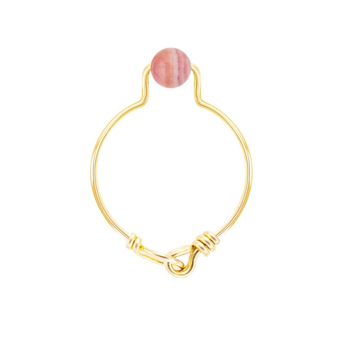 Bague Ancienne XIXème En Argent Avec Cabochon Rhodochrosite - Taille 53 - Occasion