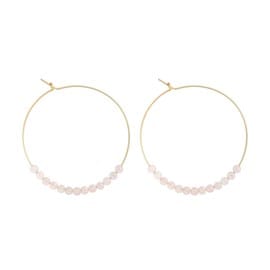 Grandes créoles quartz rose & or 14k gf