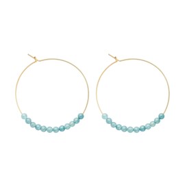 Grandes créoles aigue-marine & or 14k gf