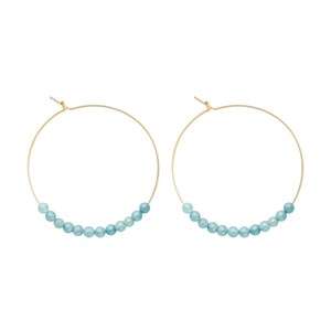 Grandes créoles aigue-marine & or 14k gf