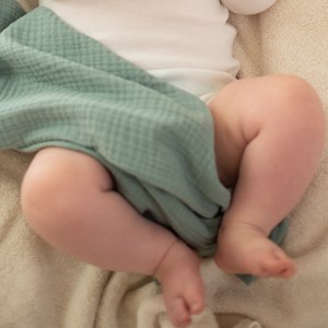Lange en gaze de coton bio vert sauge