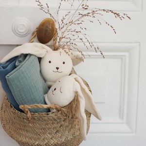 Lange en gaze de coton bio bleu orage