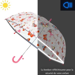 Parapluie enfant transparent papillon