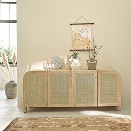 Buffet en bois de mindi et cannage