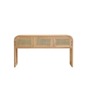 Console en bois de mindi et cannage