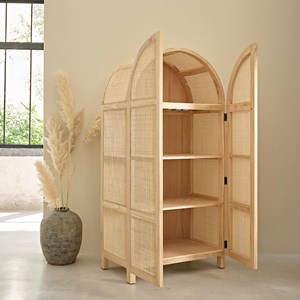 Armoire en bois de mindi et cannage