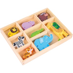 Figurines en bois animaux safari