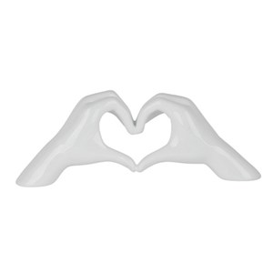 Sculpture mains coeur finition blanc col