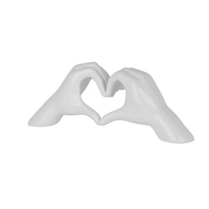 Sculpture mains coeur finition blanc col