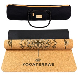 Tapis yoga liège mandala + sangle + sac