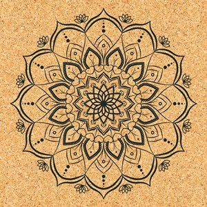 Tapis yoga liège mandala + sac + sangle