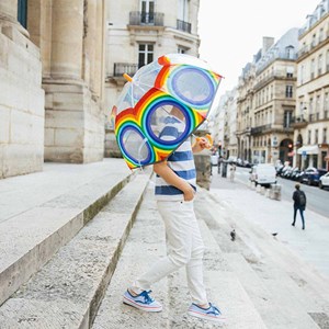 Parapluie enfant transparent arc en ciel