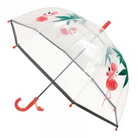 Parapluie enfant transparent flamant