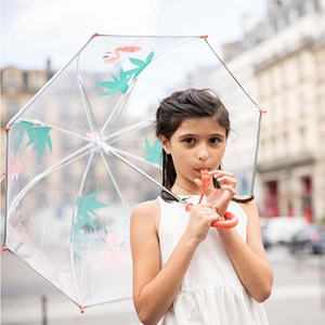 Parapluie enfant transparent flamant