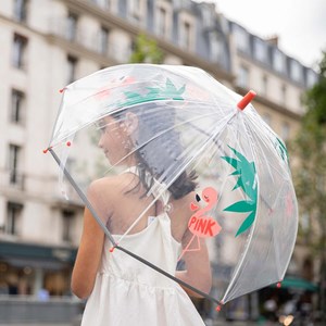 Parapluie enfant transparent flamant