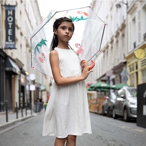 Parapluie enfant transparent flamant