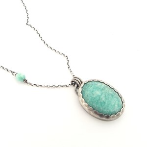 Sautoir ethnique amazonite argent 925