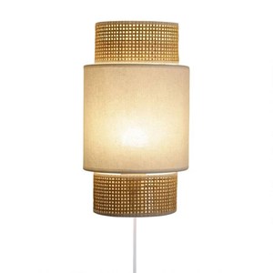 Applique incurvée rotin tissu blanc