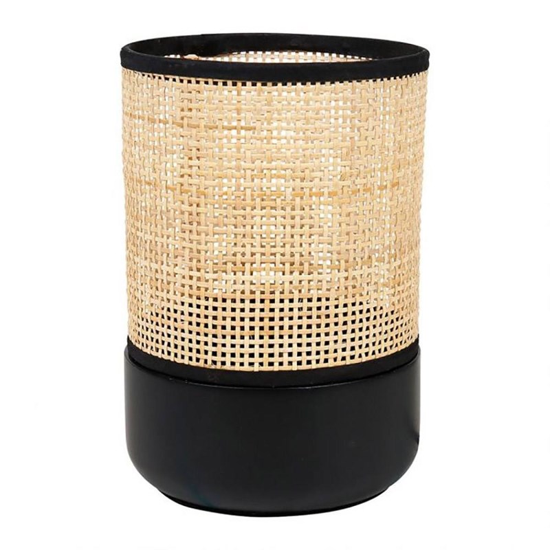 Decoratie - Lampe typha base bois noir abat-jour rot