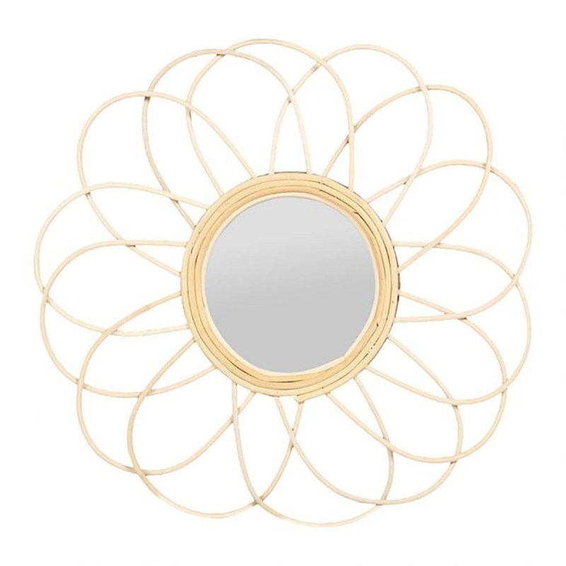 Decoratie - Miroir marguerite rotin d38.5