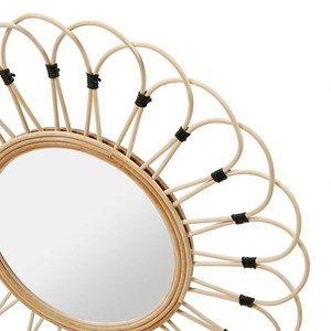 Miroir rond rotin marguerite naturel d50