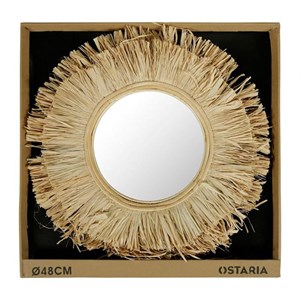 Miroir rond raphia d48