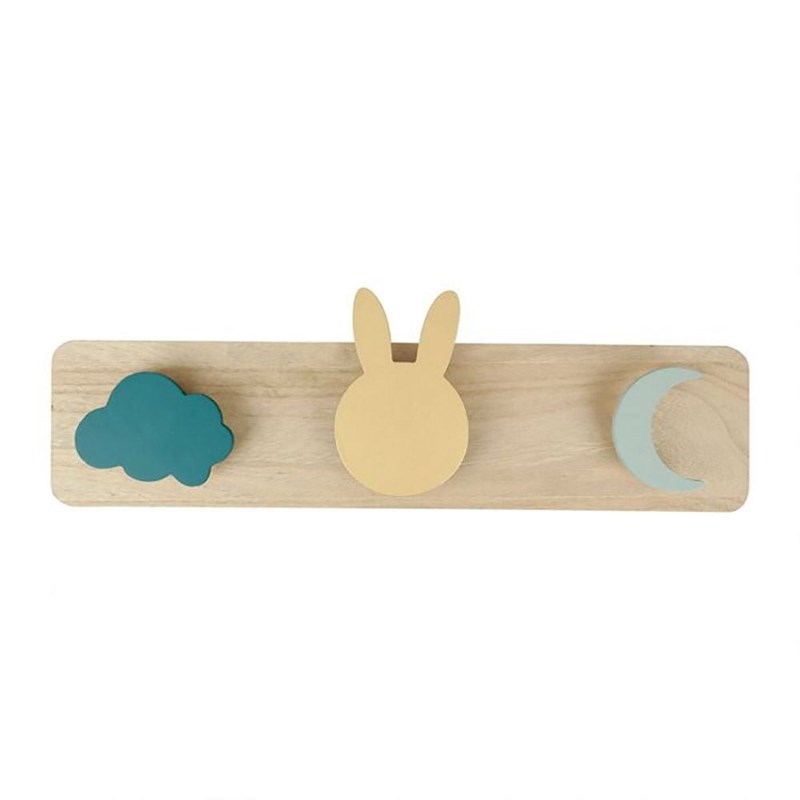Decoratie - Patère bois lapin vert doré