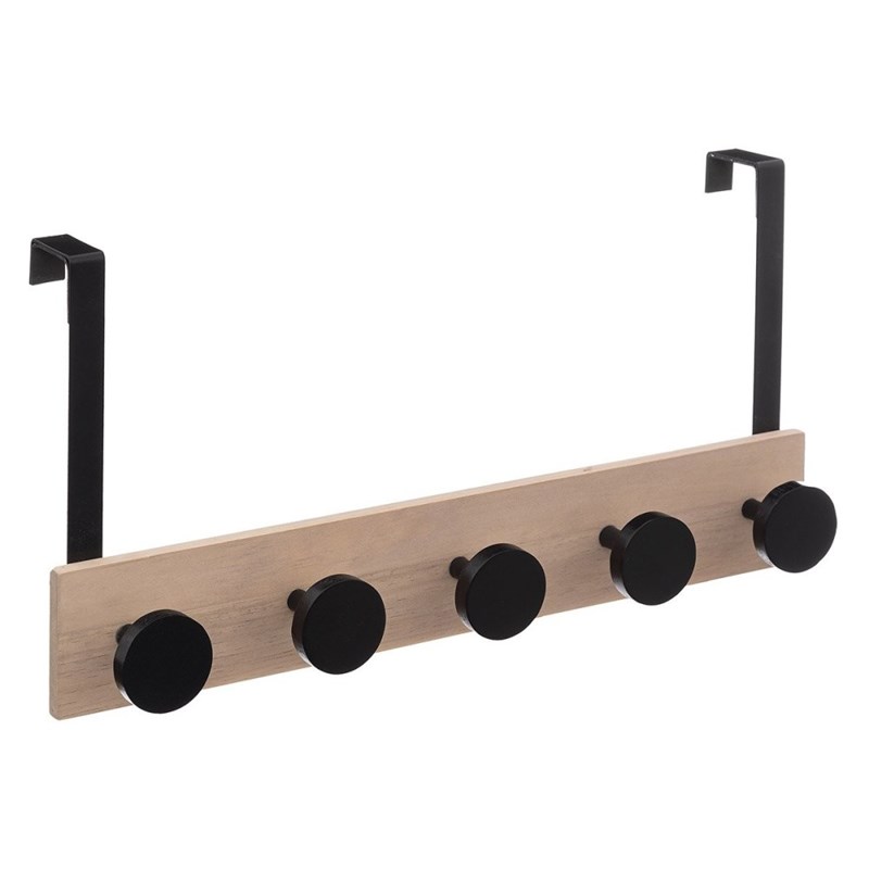 Patère de porte bois 5 têtes noir