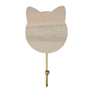 Lot de 3 patères bois chat naturel