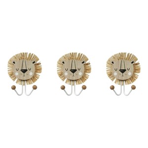 Lot de 3 patères lion