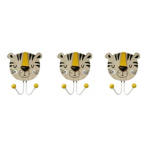 Lot de 3 patères tigre