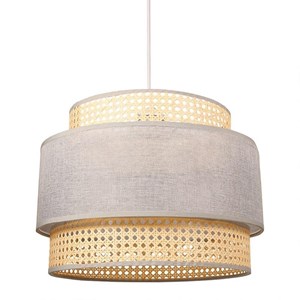 Suspension ronde gigogne cannage gris d4
