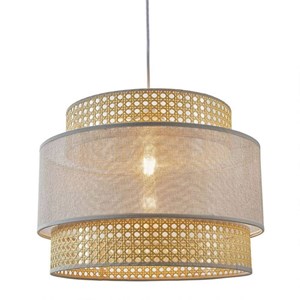 Suspension ronde gigogne cannage gris d4