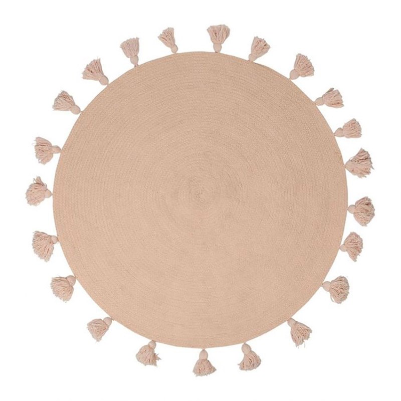 Decoratie - Tapis rond pompons rose coton d90