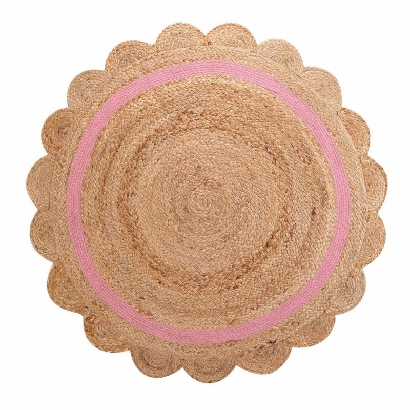 Douceur d'intérieur - Tapis rond pompons 90 cm jute polycoton
