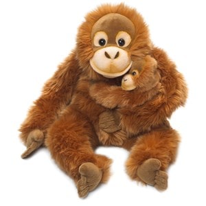 Peluche orang-outan avec bébé 25 cm