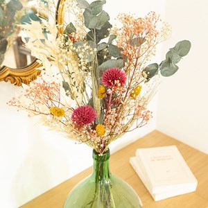 Bouquet de fleurs séchées Chardon Roses