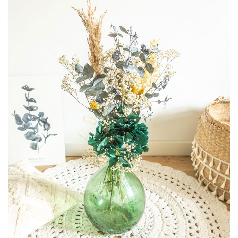 réconciliation végétale - Bouquet de fleurs séchées Hortensia Vert
