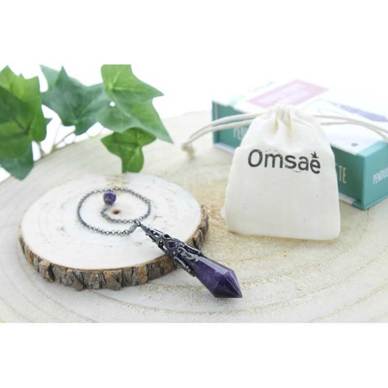 Pendule améthyste métal design witch