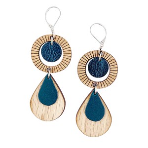 Boucles d'oreilles ethnique bleu pétrole