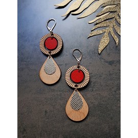 Boucles d'oreilles ethnique rouge