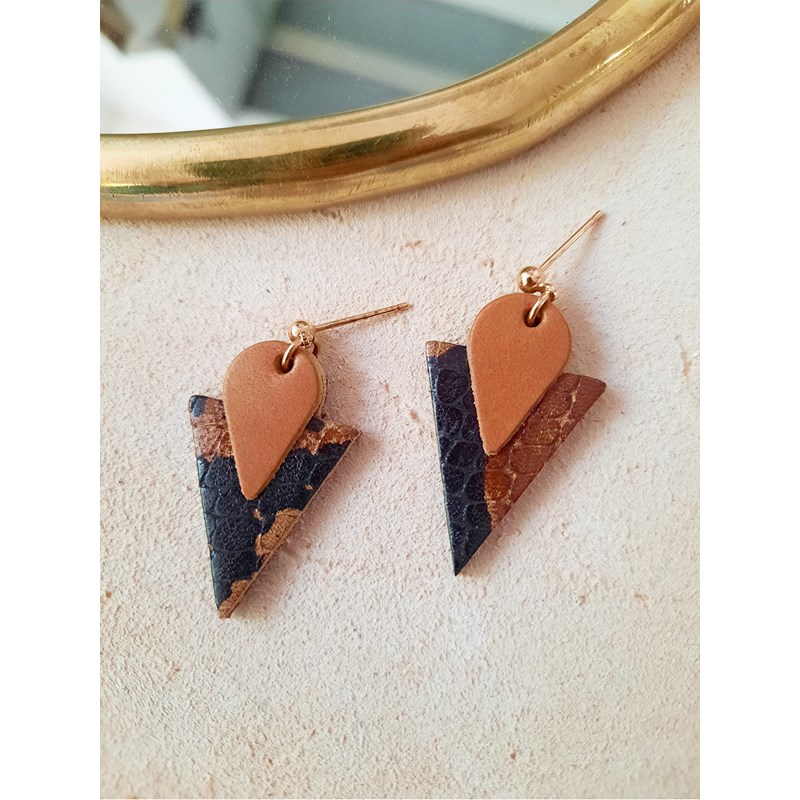 Ni Une Ni Deux - Clous d'oreilles triangle caramel