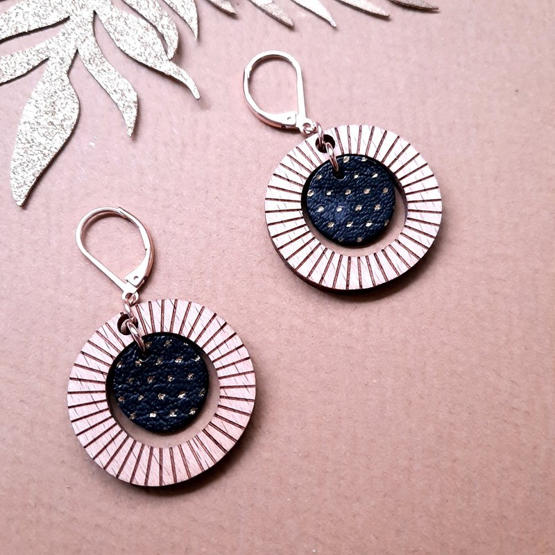 Ni Une Ni Deux - Boucle d'oreille bulle en bois olive