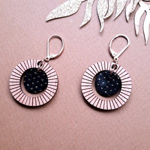 Boucle d'oreille bulle en bois olive