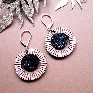 Boucle d'oreille bulle en bois olive