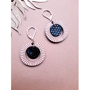 Boucle d'oreille bulle en bois olive