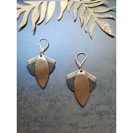 Boucles d'oreilles en cuir lotus olive