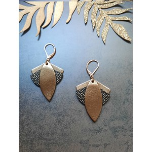 Boucles d'oreilles en cuir lotus olive