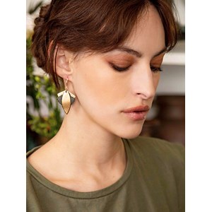 Boucles d'oreilles en cuir lotus olive