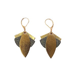 Boucles d'oreilles en cuir lotus olive